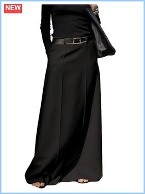 High Waist H-Line Long Maxi Skirt with Pockets Straight Ankle Length